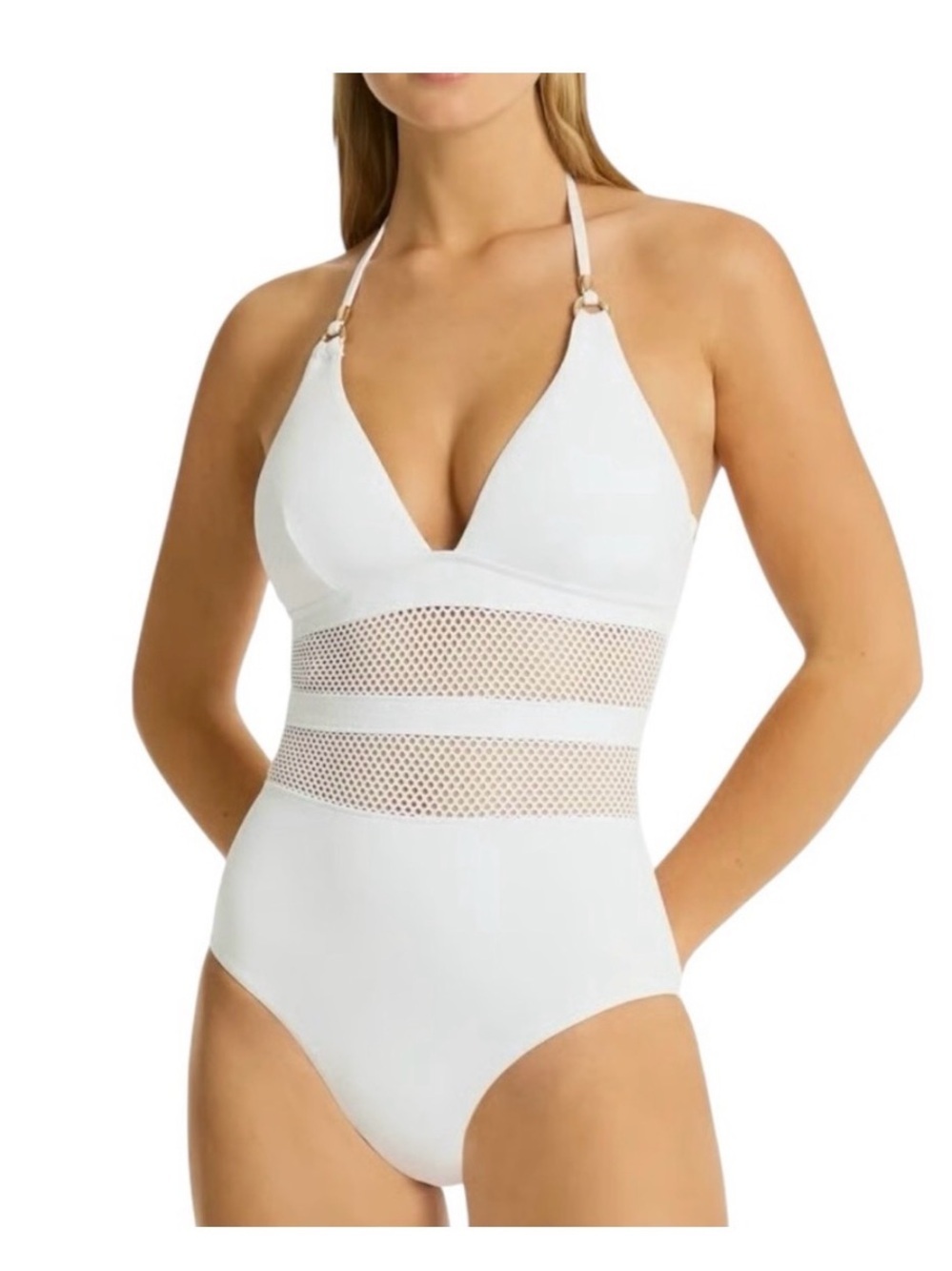 Sea Level Swim sz 6 Longline Halter One-Piece Swimsuit white NWT summer vacation